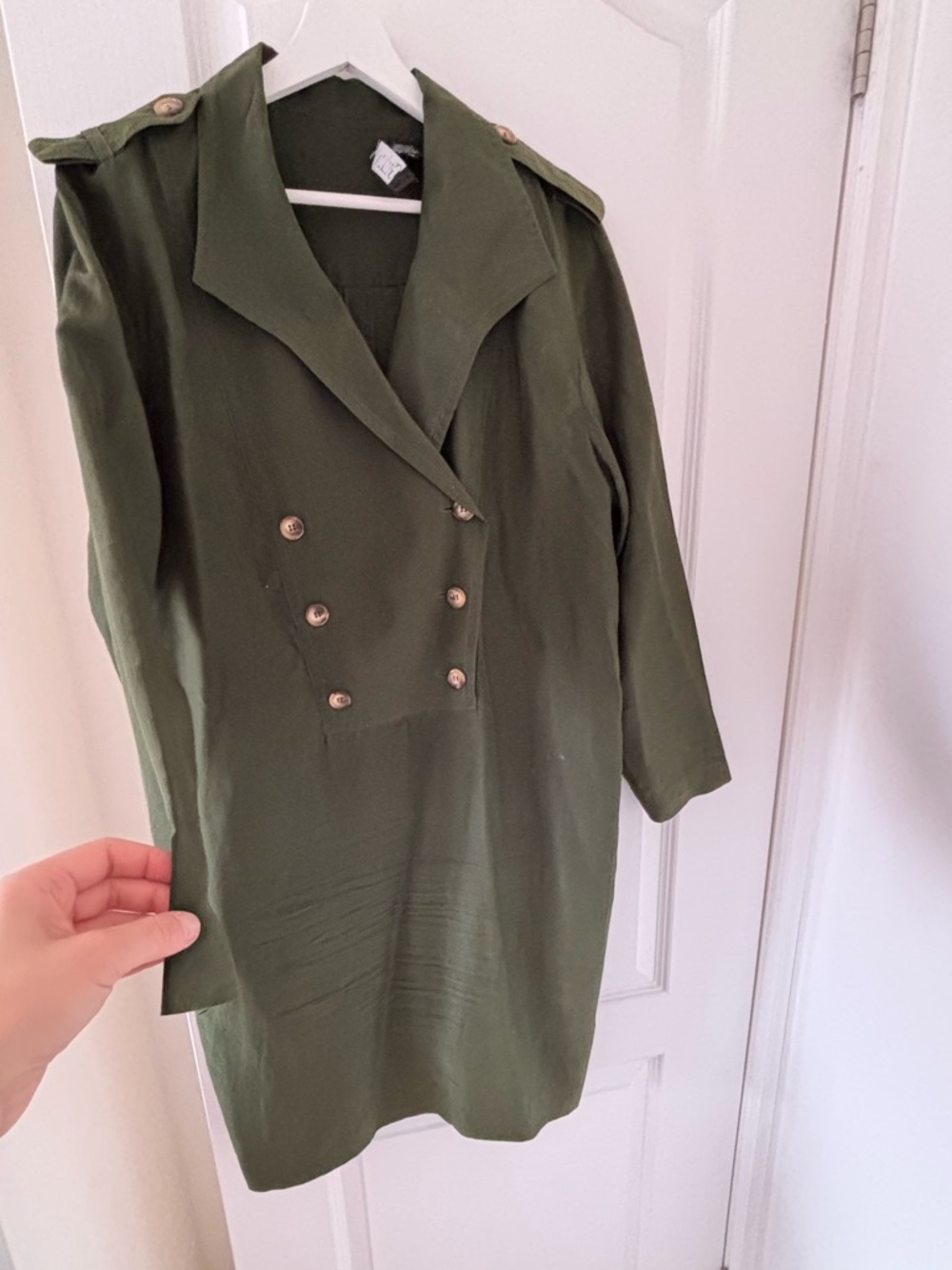 Gillian Olive Green Double-Breasted Trench Dress
